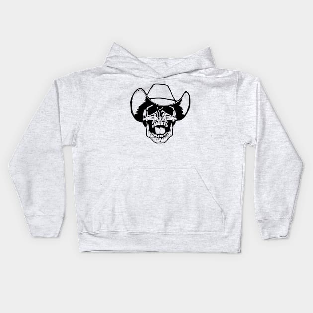 Laughing Cowboy Skull Kids Hoodie by Graphic Design & Other Cosas